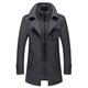 Winter Wool Coat Men Double Collar Thick Jacket Single Breasted Trench Coat Men Fashion Wool Blends Overcoats gray 4XL