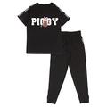 Piggy Baseball Bat Text Logo Girls T-Shirt and Joggers Set Black 12-13 Years | Piggy Merchandise