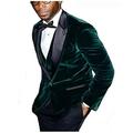 Men's Slim Fit Green Velvet Wedding Suits Notch Lapel Groom Tuxedos 3 PC Prom Suits Formal Suit Green 40 Chest / 34 Waist