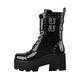 Only maker Women's Lace Up Ankle Boots with Track Sole Round Toe Chunky Heel Punk Biker Motorcycle Walking Booties Gothic Studded Ankle Straps Buckle Platform Boot Black Size 6