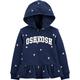 OshKosh B'Gosh Girls' Toddler Peplum Hem Logo Hoodie Hooded Sweatshirt, Indigo Daisy, 3 Years