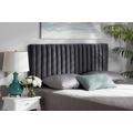 Baxton Studio Emile Modern and Contemporary Grey Velvet Fabric Upholstered and Dark Brown Finished Wood Queen Size Headboard - Wholesale Interiors Emile-Grey Velvet-HB-Queen