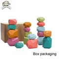 Pierres à empiler arc-en-ciel en bois jouets en bois colorés blocs à empiler pour enfants jouets