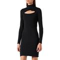 Urban Classics Damen Ladies Stretch Jersey Cut-Out Turtleneck Dress Kleid, Black, S