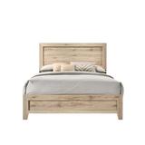 Miquell Queen Bed, Rectangular Headboard with Low Profile Footboard with Tapered Legs, Natural
