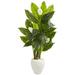 Nearly Natural 5-foot Real Touch Spathyfillum Artificial Plant in White Planter