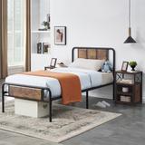 Taomika 3-pieces Industrial Modern Bed Frame and Nightstands Set