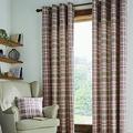 Catherine Lansfield Tweed Woven Check Eyelet Curtains, Natural, 90 x 90 Inch