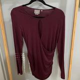 Anthropologie Tops | Anthropologie Wine Colored Long Sleeve Keyhole Top With Rushed Sides | Color: Red | Size: M