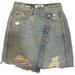 Free People Skirts | Free People Light Blue Distressed Short A-Line Skirt | Color: Blue/White | Size: 25