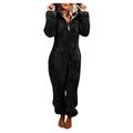 Binggong Jumpsuit Women's Cuddly Onesie Jumpsuit One-Piece Pyjamas Fleece Pyjamas Warm Sleepwear Bear Full Body Suit Leisure Suit with Hood Zip Sleep Overall Romper