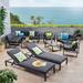 Latitude Run® Comores Aluminum Sectional Sofa Set w/ Mesh Chaise Lounges Metal in Black/Gray | Outdoor Furniture | Wayfair