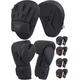 AQF Boxing Gloves and Pads - Adults & Kids Boxing Set for Kickboxing & MMA Muay Thai Punching Glove with Curved Boxing Pads for Martial Arts Training (Black, 12oz)