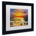 Trademark Fine Art 'Maui Sunset' Framed Painting Print 18.0 H x 22.0 W x 1.25 D in red/orange/pink/greenCanvas in Black Framed/White | Wayfair