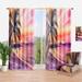 Designart 'Pink and Purple Palm Beach Sunset' Nautical & Coastal Curtain Single Panel