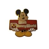 Disney Jewelry | Mickey Mouse Sign Walt Disney World Pin Tie Tack Red Gold Yellow White Black | Color: Red/Yellow | Size: Os