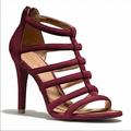 Coach Shoes | Coach Lavania Maroon Suede Cage Heels Sz 10 | Color: Purple/Red | Size: 10