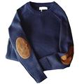 Winter Thick Men'S Sweater Patch All-Match Knitted Bottoming Shirt Men'S Sweater Dark Blue