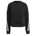 adidas womens Fleece 3-Stripes Crew Black/White X-Small