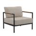 Indoor/Outdoor Patio Chair with Cushions - Modern Aluminum Framed Chair with Teak Accented Arms, Black with Beige Cushions [GM-201027-1S-GY-GG] - Flash Furniture GM-201027-1S-GY-GG