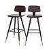 Kora Commercial Grade Low Back Barstools-Brown LeatherSoft Upholstery-Black Iron Frame-Integrated Footrest-Gold Tipped Legs-Set of 2 [AY-S02-BR-GG] - Flash Furniture AY-S02-BR-GG