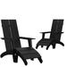 Set of 2 Sawyer Modern All-Weather Poly Resin Wood Adirondack Chairs with Foot Rests in Black [2-JJ-C14509-14309-BK-GG] - Flash Furniture 2-JJ-C14509-14309-BK-GG