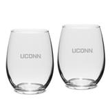 UConn Huskies 2-Piece 15oz. Stemless Wine Glass Set