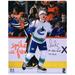 Vasily Podkolzin Vancouver Canucks Autographed 16" x 20" White Jersey Skating Photograph with "1st NHL Goal 10/15/21" Inscription