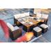 7-Piece Patio Sofa Set with Firepit and Ice Container Dining Table