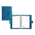 Filofax Saffiano Organizer, Mini Size, Aquamarine - Cross-Grain, Leather-Look, Five Rings, Week-to-View Calendar Diary, Multilingual, 2022 (C028774-22)