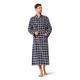 SIORO Mens Dressing Gown Flannel Cotton Robes Plaid, Bathrobe Soft Shawl Collar Loungewear,Navy and White Plaid, M