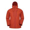 Mountain Warehouse Trail Mens Waterproof Jacket - Breathable Rainwear, Taped Seams Raincoat, Packaway Hood, Adjustable Cuffs - Best for Travelling, Camping, Running Burnt Orange L