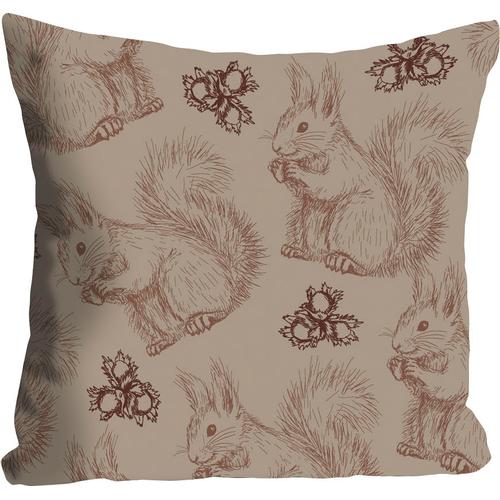 queence Kissenhülle Eichhörnchen, (1 St.), mit Eichhörnchen und Nüssen braun Kissenbezüge gemustert Kissen