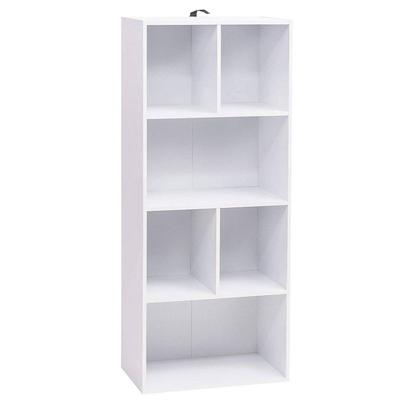 Bücherregal mit 6 Fächern, Bücherschrank weiß, Standregal freistehend, Büroregal modern, Image