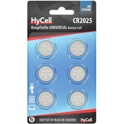 Hycell - 6x CR2025 Batterie Lithium Knopfzelle 3V Knopfbatterien