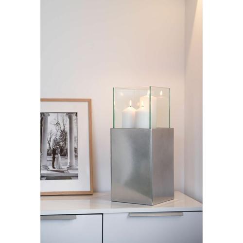 Deko-Windlicht Kerzenhalter Viereckig CANDELITA - Silber Metallic - 20x20x45 cm