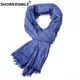 SHOWERSMILE-Écharpe pour Homme Longue et Chaude Couleur Unie Bleue Accessoires de Marque