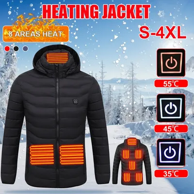 Manteau électrique chauffant pour 8 zones veste en duvet de coton à capuche USB pour