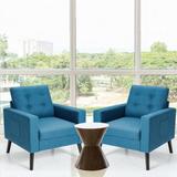 Gymax Set of 2 Upholstered Accent Chair Single Sofa Armchair w/ Wooden - See Details