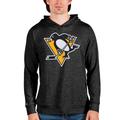 Men's Antigua Heathered Black Pittsburgh Penguins Absolute Pullover Hoodie