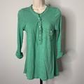 Anthropologie Tops | Anthropologie Red Triangle Green Henley Top 14 | Color: Green | Size: M