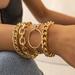 Free People Jewelry | 14k Gold Plated Chunky Bracelet Set Of 4 | Color: Gold | Size: Os