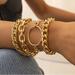 Free People Jewelry | Chunky Bracelets Set Of 4 14k Gold Plated | Color: Gold | Size: Os