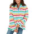 Joules Womens Polly Fleece Zip Neck Jumper - Cream Stripe - M