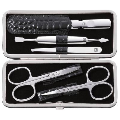 ZWILLING Beauty Maniküre Pediküre Set 5tlg. mit Nagelschere, Leder in Kroko-Optik, schwarz Nagelpflegeset