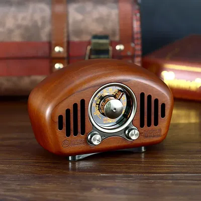 Radio aste en bois vintage avec haut-parleur FM AM SD MP3 Bluetooth prend en charge la