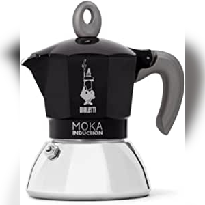 Bialetti Caffettiera Moka Induktion Aluminium, Schwarz, 2 Tassen Fassungsvermögen Image