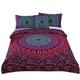 Andrui Bohemian Mandala Bedding Red & Purple Multicolor Romantic Floral Duvet Cover and Pillowcase Set Boho Single Size Bed Set Zipper Closure Easy Care Luxury Trendy Quilt Cover Bedding Set