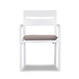 Joss & Main Vivant Aluminum Outdoor Dining Armchair w/ Cushion in White | 32.75 H x 22.5 W x 22 D in | Wayfair 87BFA88343BD4E99B74CBF6838D568BD