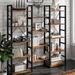 17 Stories Johnclif Steel Etagere Library Bookcase in Brown | 59.4 H x 62.2 W x 9.4 D in | Wayfair C37B227F21674A86B051C7E8E1B35AC5